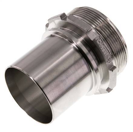 G 2 1/2'' Male x 63mm Stainless steel Hose barb with Safety Collar DIN 2817