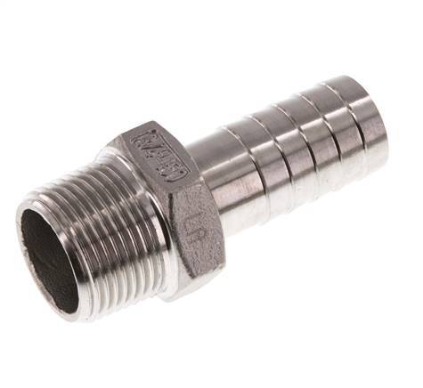 R 3/4'' mâle x 19mm barbillon de tuyau en acier inoxydable 16 Bar