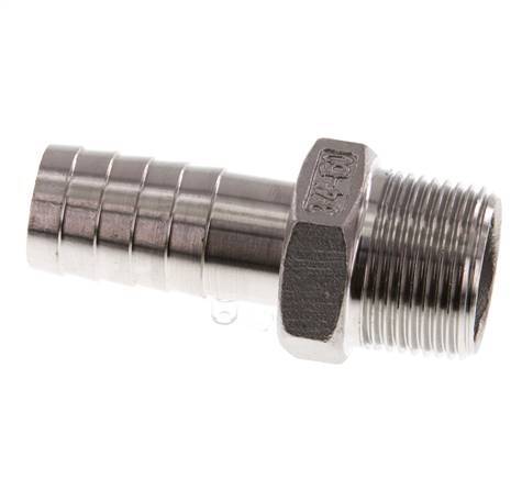 R 3/4'' mâle x 19mm barbillon de tuyau en acier inoxydable 16 Bar