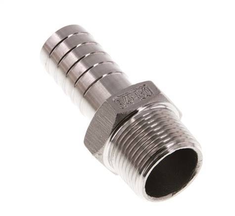 R 3/4'' mâle x 19mm barbillon de tuyau en acier inoxydable 16 Bar