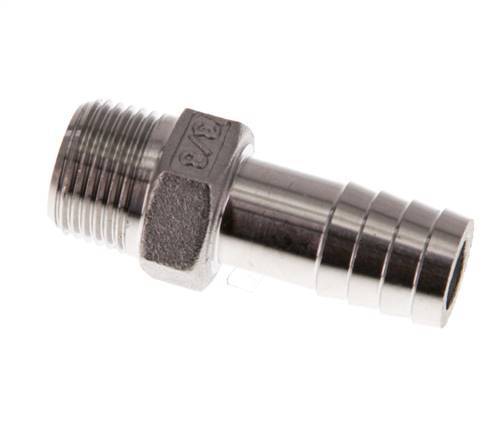 R 3/8'' mâle x 13mm barbillon de tuyau en acier inoxydable 16 Bar