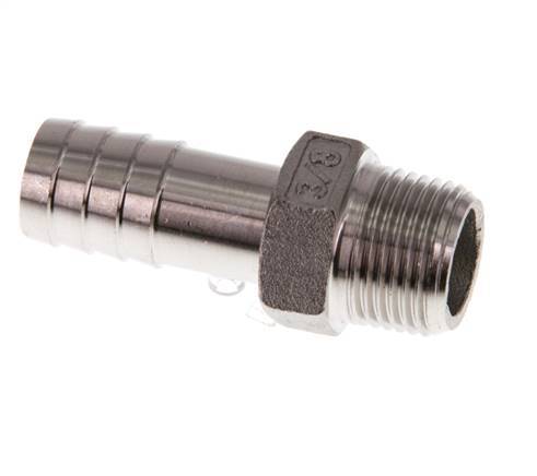 R 3/8'' mâle x 13mm barbillon de tuyau en acier inoxydable 16 Bar