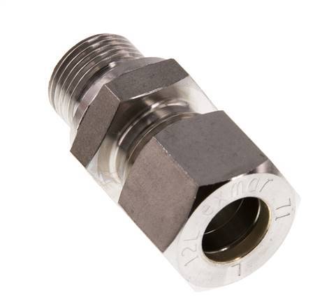 G 3/8'' mâle x 12L Raccord à compression droit en acier inoxydable 315 Bar DIN 2353