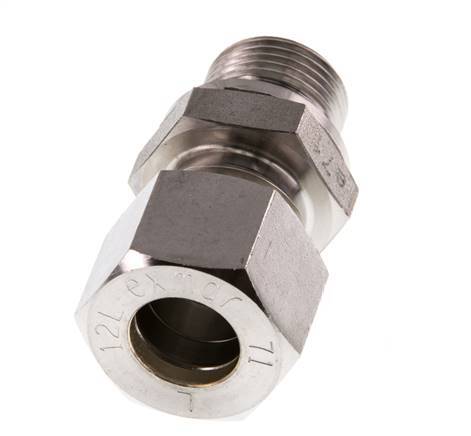 G 3/8'' mâle x 12L Raccord à compression droit en acier inoxydable 315 Bar DIN 2353