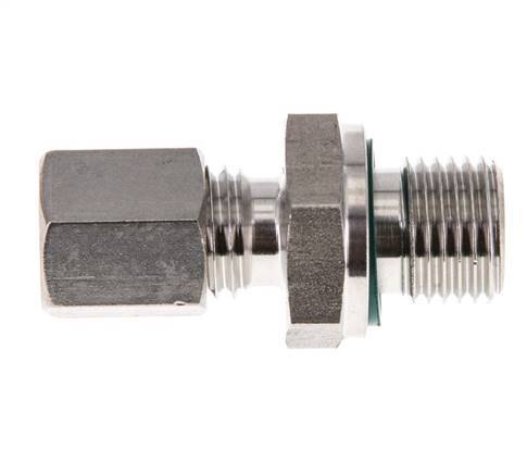 G 1/4'' Male x 6L Stainless steel Straight Compression Fitting with FKM Seal 315 Bar DIN 2353