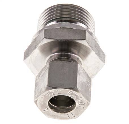 G 3/4'' Male x 12L Stainless steel Straight Compression Fitting with FKM Seal 315 Bar DIN 2353