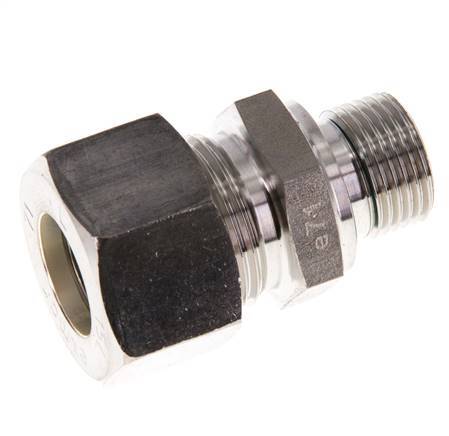 G 3/8'' Male x 15L Stainless steel Straight Compression Fitting with FKM Seal 315 Bar DIN 2353