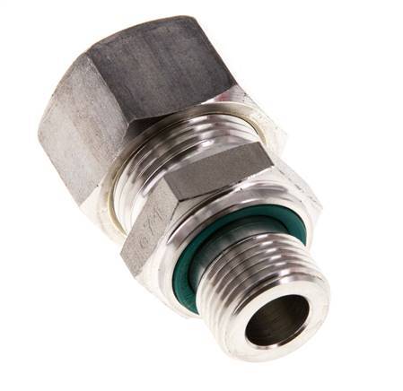 G 3/8'' Male x 15L Stainless steel Straight Compression Fitting with FKM Seal 315 Bar DIN 2353