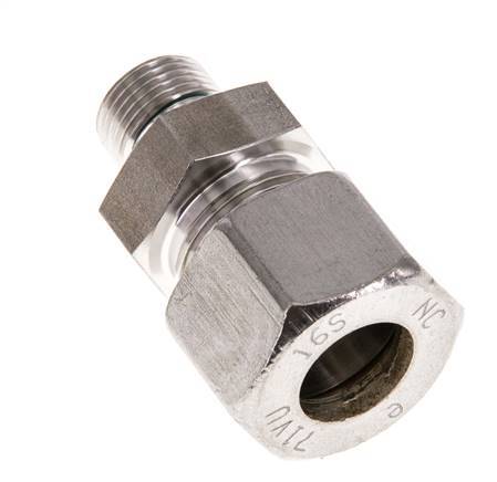 G 3/8'' mâle x 16S Raccord à compression droit en acier inoxydable avec joint FKM 400 Bar DIN 2353
