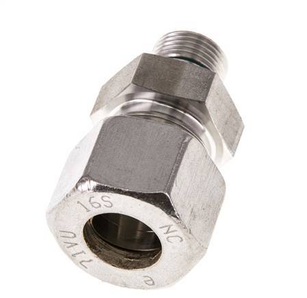 G 3/8'' mâle x 16S Raccord à compression droit en acier inoxydable avec joint FKM 400 Bar DIN 2353