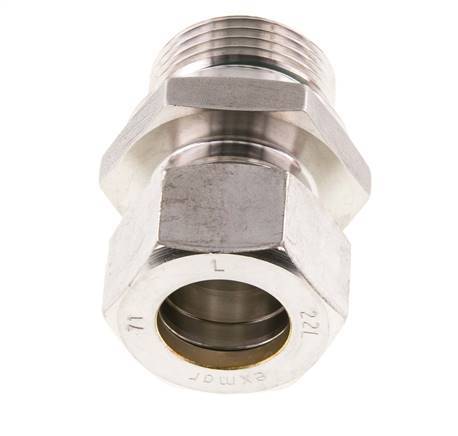 G 1'' mâle x 22L Raccord à compression droit en acier inoxydable avec joint FKM 160 Bar DIN 2353