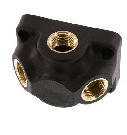 G 1/2" Brass Wall Mounted 3way Air Junction without through-hole 15 Bar