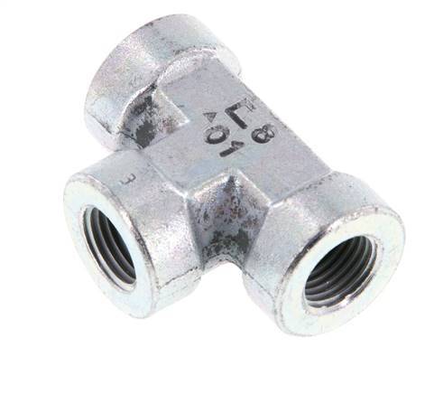 Té en acier zingué G 1/4'' 350 Bar - Hydraulique