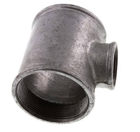 Rp 2 1/2'' x Rp 1 1/4'' Zinc plated Cast iron Tee 25 Bar