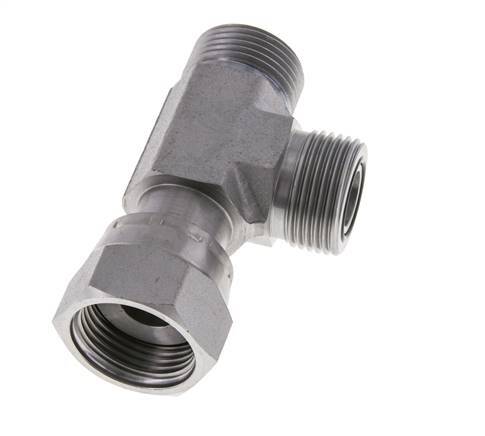 UN 13/16''-16 F/M Zinc plated Steel Tee ORFS with union nut 630 Bar - Hydraulic