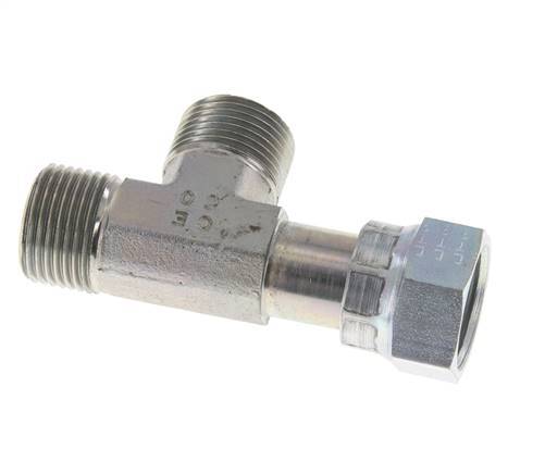 UN 1-3/16''-12 F/M Té en acier zingué ORFS avec écrou-raccord 400 Bar - Hydraulique