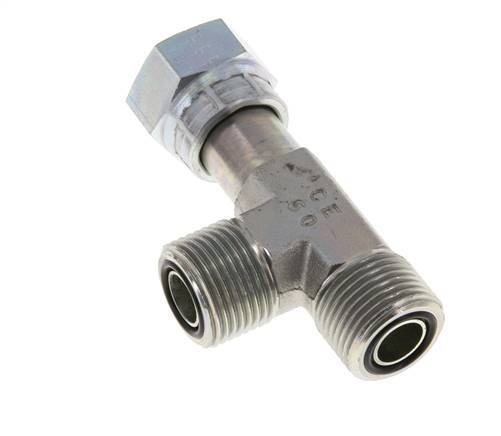 UN 1-3/16''-12 F/M Zinc plated Steel Tee ORFS with union nut 400 Bar - Hydraulic