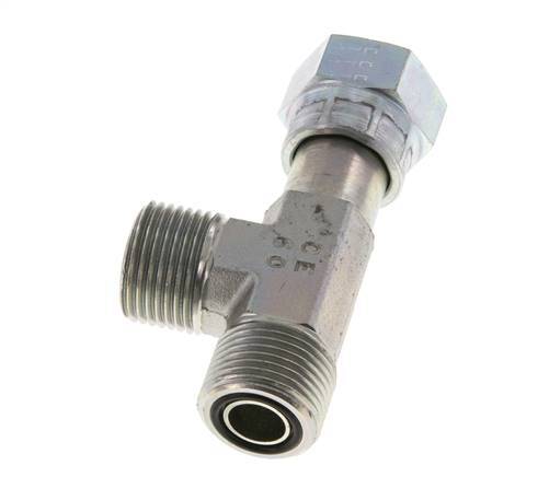 UN 1-3/16''-12 F/M Zinc plated Steel Tee ORFS with union nut 400 Bar - Hydraulic