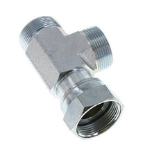 UN 1-11/16''-12 F/M Zinc plated Steel Tee ORFS with union nut 250 Bar - Hydraulic