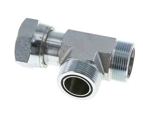 UN 1-11/16''-12 F/M Té en acier zingué ORFS avec écrou-raccord 250 Bar - Hydraulique