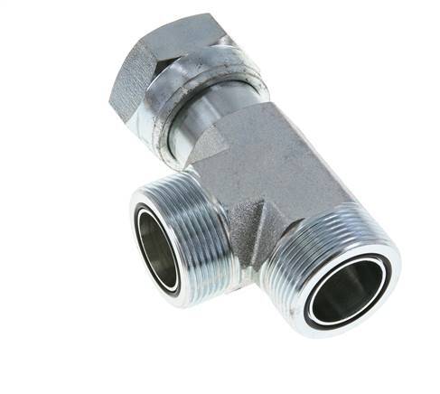 UN 1-11/16''-12 F/M Té en acier zingué ORFS avec écrou-raccord 250 Bar - Hydraulique