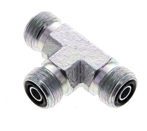 UNF 9/16''-18 Male Zinc plated Steel Tee ORFS 630 Bar - Hydraulic