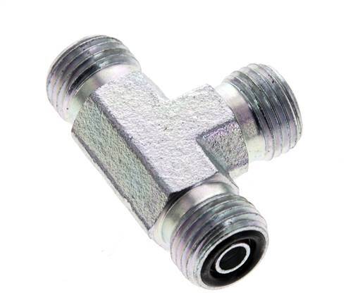 UNF 9/16''-18 Male Zinc plated Steel Tee ORFS 630 Bar - Hydraulic