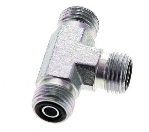 UNF 9/16''-18 Male Zinc plated Steel Tee ORFS 630 Bar - Hydraulic