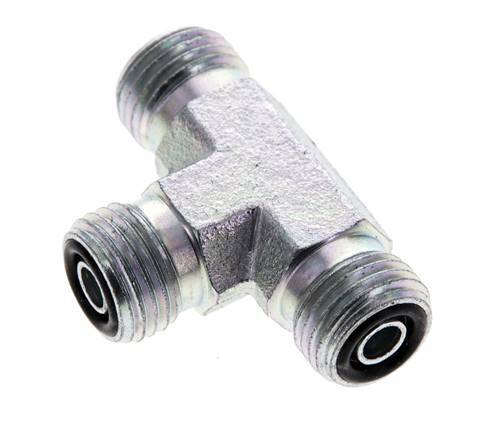 UNF 9/16''-18 Male Zinc plated Steel Tee ORFS 630 Bar - Hydraulic
