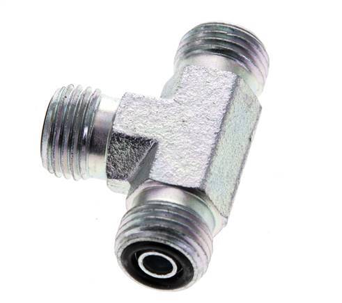UNF 9/16''-18 Male Zinc plated Steel Tee ORFS 630 Bar - Hydraulic