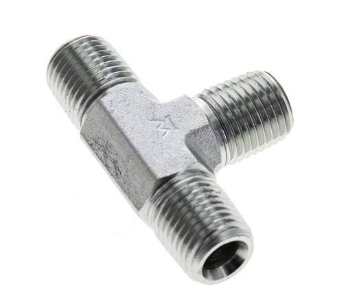 1/4'' NPT Male Zinc plated Steel Tee 275 Bar - Hydraulic