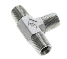 Té en acier zingué 3/8'' NPT mâle 210 Bar - Hydraulique