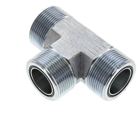 Té en acier zingué UN 1-11/16''-12 mâle ORFS 250 Bar - Hydraulique