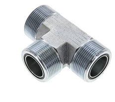 Té en acier zingué UN 1-11/16''-12 mâle ORFS 250 Bar - Hydraulique