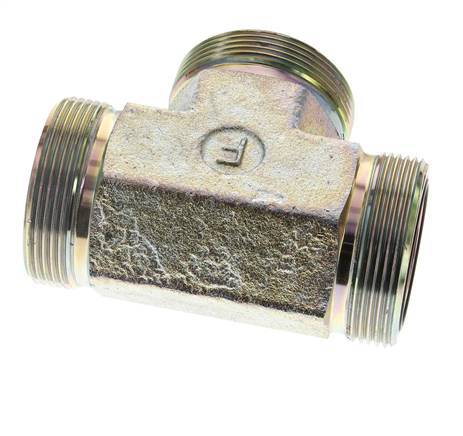 Té en acier zingué UN 2''-12 mâle ORFS 250 Bar - Hydraulique