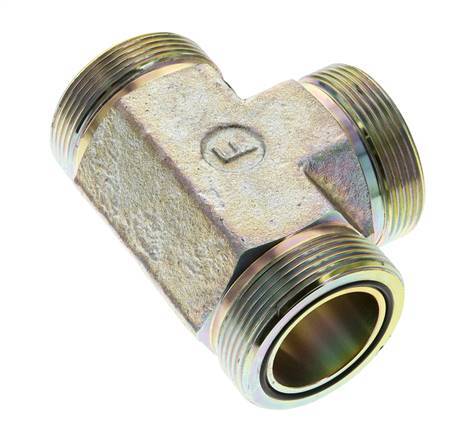 Té en acier zingué UN 2''-12 mâle ORFS 250 Bar - Hydraulique