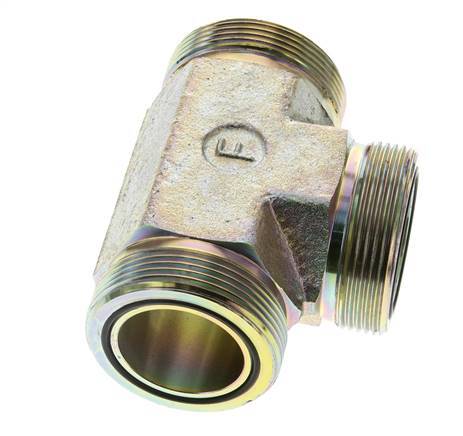 Té en acier zingué UN 2''-12 mâle ORFS 250 Bar - Hydraulique