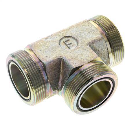 Té en acier zingué UN 2''-12 mâle ORFS 250 Bar - Hydraulique