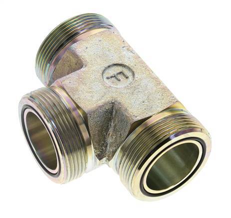 Té en acier zingué UN 2''-12 mâle ORFS 250 Bar - Hydraulique