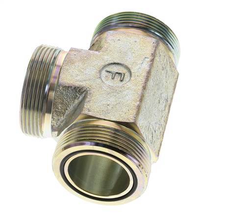 Té en acier zingué UN 2''-12 mâle ORFS 250 Bar - Hydraulique