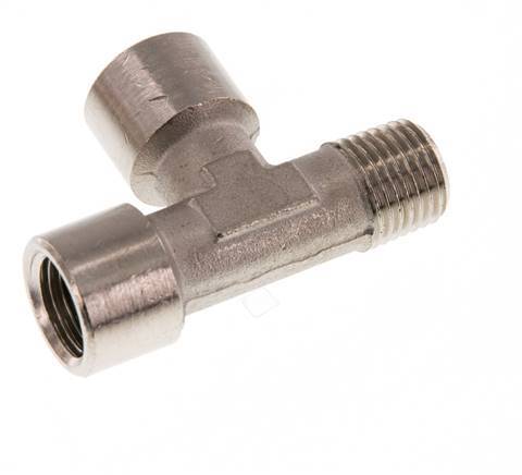 R 1/4'' x G 1/4'' M/F Nickel plated Brass Tee 16 Bar [2 Pieces]