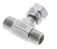 UN 11/16''-16 M/F Zinc plated Steel Tee ORFS with union nut 630 Bar - Hydraulic