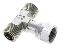 UN 13/16''-16 M/F Zinc plated Steel Tee ORFS with union nut 630 Bar - Hydraulic