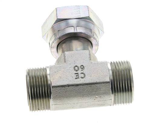 UN 1-7/16''-12 M/F Té en acier zingué ORFS avec écrou-raccord 400 Bar - Hydraulique