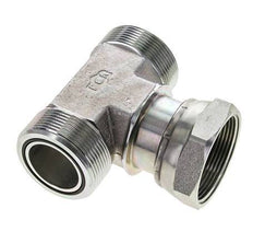 UN 2''-12 M/F Zinc plated Steel Tee ORFS with union nut 250 Bar - Hydraulic