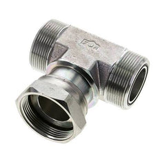 UN 2''-12 M/F Zinc plated Steel Tee ORFS with union nut 250 Bar - Hydraulic