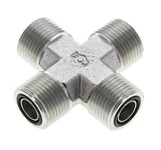UN 13/16''-16 Male Zinc plated Steel Cross ORFS 630 Bar - Hydraulic