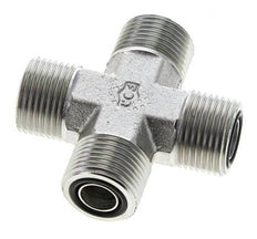 UN 13/16''-16 Male Zinc plated Steel Cross ORFS 630 Bar - Hydraulic