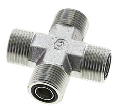 UN 13/16''-16 Male Zinc plated Steel Cross ORFS 630 Bar - Hydraulic