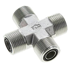 UN 13/16''-16 Male Zinc plated Steel Cross ORFS 630 Bar - Hydraulic